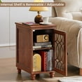 thumbnail image 4 of End Table with Shelf, Narrow Sofa Side Table with Glass Door for Living Room, Modern Bedside Table Nightstand for Bedroom (Brown), 4 of 7