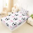 thumbnail image 4 of Erosebridal Pink Ribbon Bowknot Twin Sheet Sets For Bow Girl,Cartoon Soccer Pattern Ball Sport Theme Bedding 3-Piece, 4 of 6