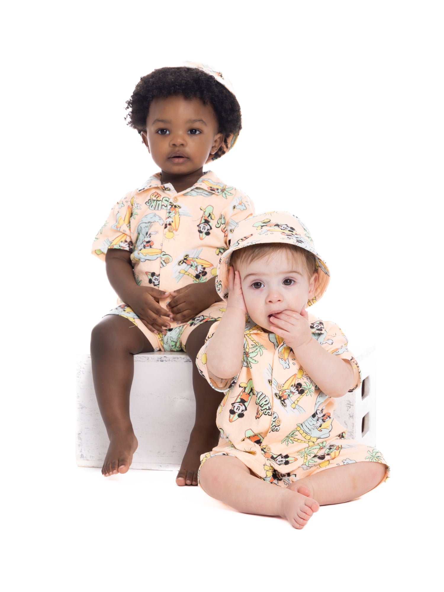 Mickey Mouse Baby Boys Resort Short Set with Matching Hat, 3-Piece, Sizes 0M-24M