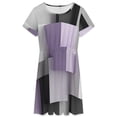 thumbnail image 3 of Modern Art Purple Grey Geometric Dress Fashion Beach Short Sleeve Dresses Female Party Printed Sundress, 3 of 7