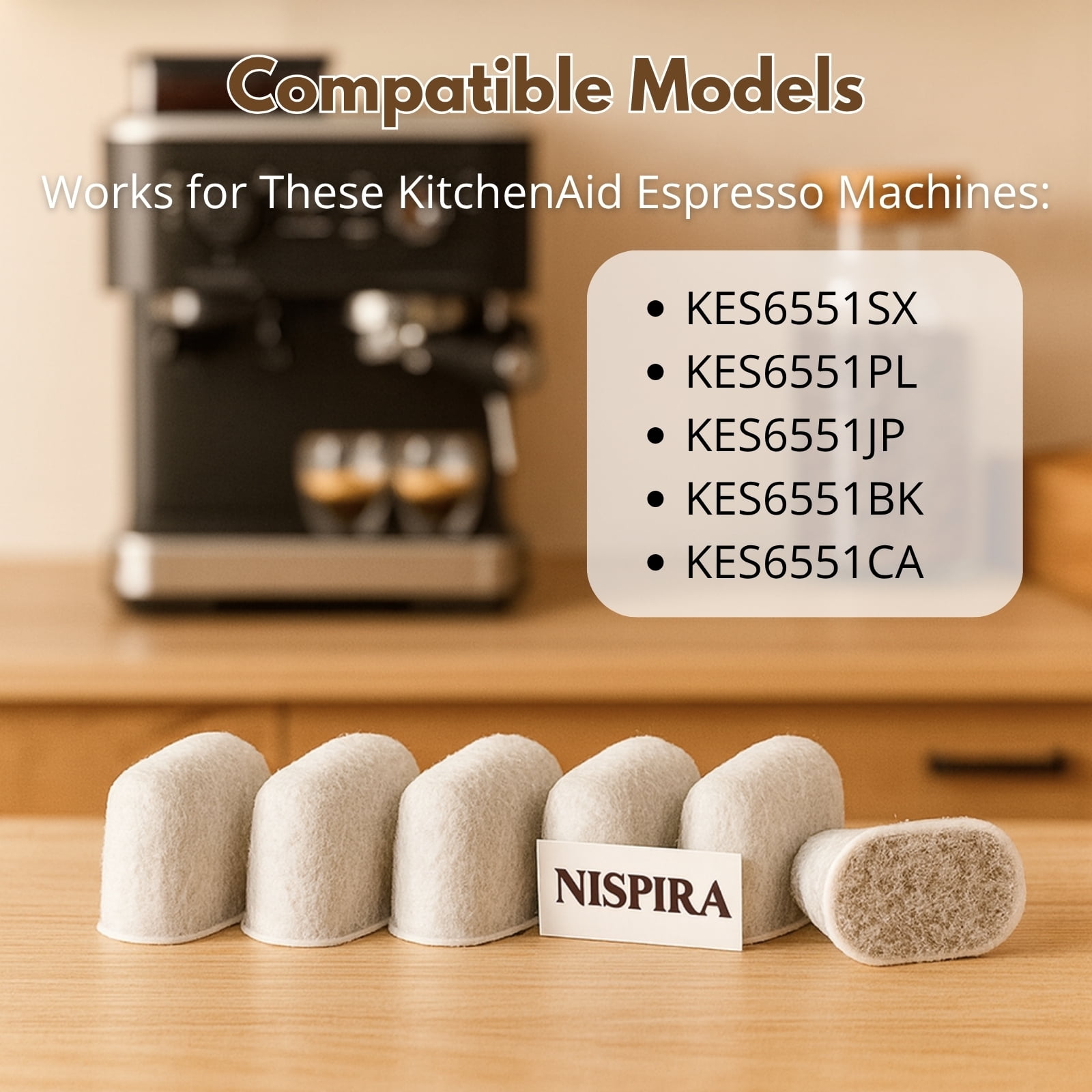 Nispira Premium Water Ion Exchange Resin Filters Replacement for Kitchenaid Espresso Machine KES6551 Series, 12 Pack