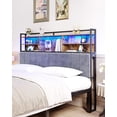 thumbnail image 5 of Headboard with 3-Tier Storage Shelves, Velvet Upholstered Head Board with 2 Outlets, USB Ports & LED Light, Soft Backrest for King Size Bed Rustic Brown and Black BH19401B, 5 of 16