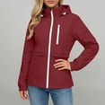 thumbnail image 7 of vdgthytj Womens Rain Jacket Windproof Drawstring Hooded Jackets Lightweight Waterproof Solid Travel Hiking Outwear with Pockets(X-Large,Red), 7 of 7