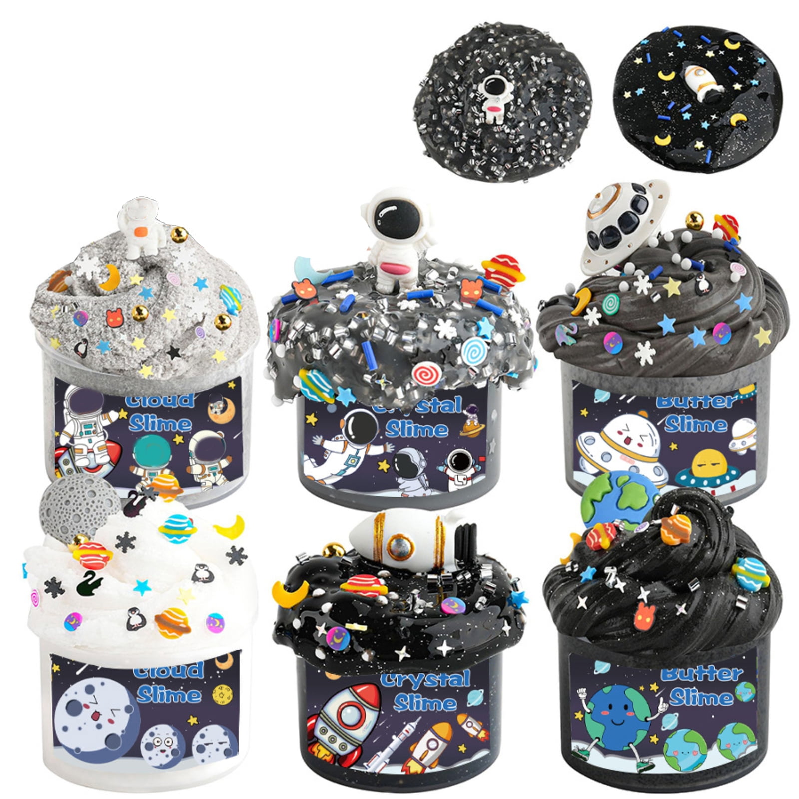 6 Pack Slimes Kit with Cloud, Butter Clear Water Slime, Non-Sticky Soft Sensory Gift, Slime Party Favors, Goodie Bag Stuffers