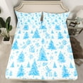 thumbnail image 2 of Manfei Cartoon Christmas Tree Bed Sheets,Merry Xmas King Sheets,White Blue Gifts Sheet Set For Teens,Microfiber Bedroom Decor,4-Piece, 2 of 7
