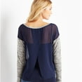 thumbnail image 2 of Aeropostale Womens Sheer Tulip Back Basic T-Shirt, Blue, Juniors, X-Large, 2 of 3