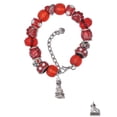 thumbnail image 2 of Delight Jewelry Silvertone Fu Dog Red Paw Print Bead Bracelet, 7"+2", 2 of 4