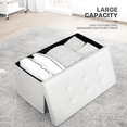 thumbnail image 5 of MoNiBloom 30" Folding Storage Ottoman Bench, PU Leather Collapsible Footrest Ottoman with Storage, for Living Room Bedroom Entryway, White, 5 of 8