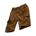 thumbnail image 3 of Rggeeun Baby Boys Shorts Cargo Flap Pockets With Snap Closure Elastic Waist Solid Color Knee Length For Summer Party Stylish Bottoms,Brown,12-13 Years, 3 of 6