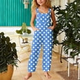 thumbnail image 2 of Tfken Girls Jumpsuit Summer Sleeveless Polka Dot Graphic Comfy Casual Jumpsuit With Pockets Soft Daily Wear Child Fashion Clothes Size 7-8 Years Blue, 2 of 5