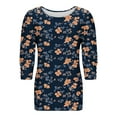 thumbnail image 7 of Yuanlook Women's Casual Tops 3/4 Sleeve T-Shirts Round Neck Cute Tunic Basic Tees Blouses Loose Fit Pullover - Navy - XL, 7 of 7