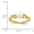 thumbnail image 5 of 14K Yellow Gold Ring Band Pearl Flat Back Diamond Freshwater Round White, Size 5, 5 of 5