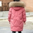thumbnail image 4 of ZACPNCV Girls Winter Long Puffer Lightweight Coat Thick Padded Soft Fleece Jacket with Hooded Casual Coat/Jacket Pink, 4 of 9