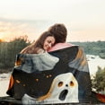 thumbnail image 3 of Halloween Flannel Fleece Blanket, Throw Soft Warm Fluffy Plush Blanket, Spider Webs Witch's Hat Black Bats and Decorated Pumpkins Print on Bed Couch Chair Living Room, 3 of 7