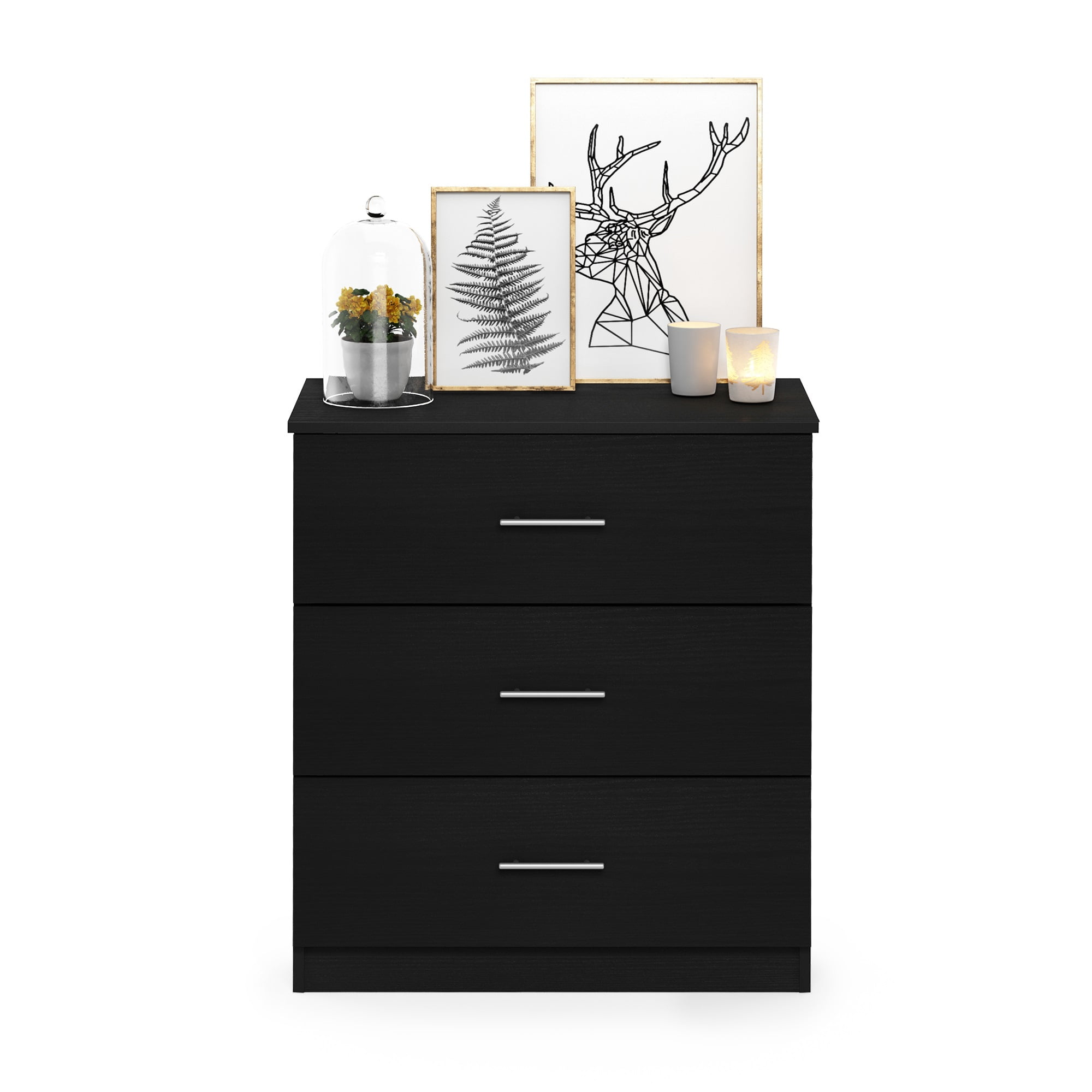 Furinno Tidur Simple Design 3-Drawer Dresser with Handle, Americano