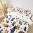 thumbnail image 3 of jejeloiu Watercolor Cat Floral Duvet Cover Set Kids,Wildflower Kitten Pattern Bedding Full,Reversible,3 Pieces(No Comforter), 3 of 6