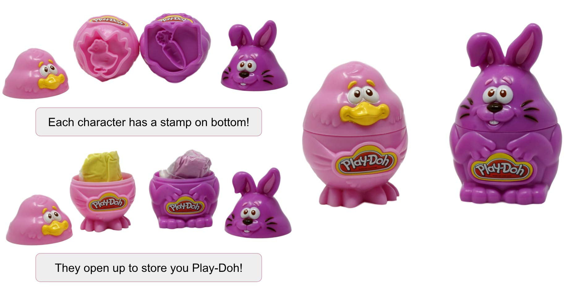 Details about   Play-Doh Easter Set 4 Spring Eggs Bunny & Chick Stampers Filled With Play-Doh 