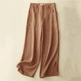 thumbnail image 2 of VEKDONE Pantalon Long en Lin pour Femmes Orange G, 2 of 7