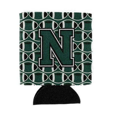

Carolines Treasures CJ1071-NCC Letter N Football Green and White Can or Bottle Hugger Can Hugger multicolor