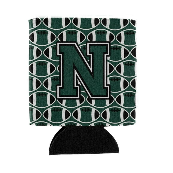 Carolines Treasures CJ1071-NCC Letter N Football Green and White Can or Bottle Hugger Can Hugger multicolor