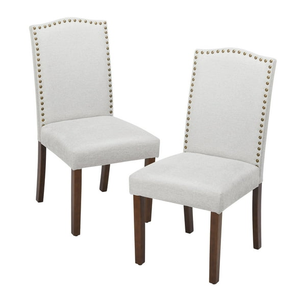 LIFERECORD Dining Chairs Set of 2 Modern Kitchen Chairs, Upholstered Fabric Side Chairs with Nailhead Trim and Solid Wood Legs for Dining Room, Kitchen, Living Room, Grey