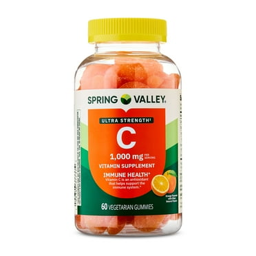 Spring Valley Ultra Strength Vitamin C Dietary Supplement Vegetarian Gummies for Immune Health, Orange Flavor, 1,000 mg, 60 Count