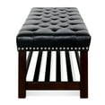 thumbnail image 3 of Modern Faux Leather End of Bed Bench, Upholstered Button Tufted Ottoman Seat with Storage Shelf and Nailhead Trim for Bedroom Entryway Living Room, 3 of 13