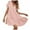 Red, variant on Women's Roll up Short Sleeve V Neck Ruffle Hem Solid Swing Smock Dress (Hot Pink, L)