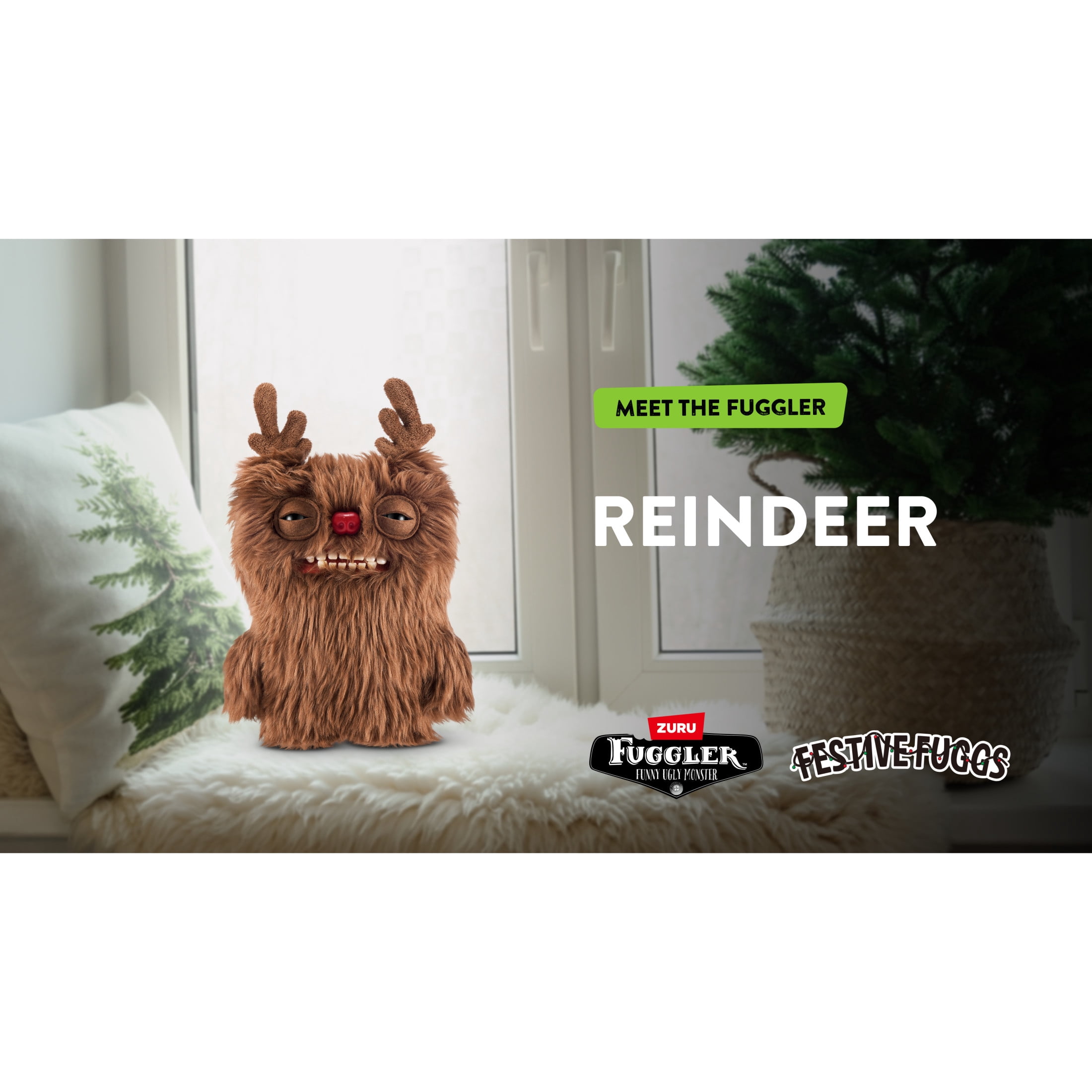 Fuggler Festive Fuggs 9 inch (Reindeer) Soft Plush, Ugly Monster Stuffed Animal Toy by ZURU