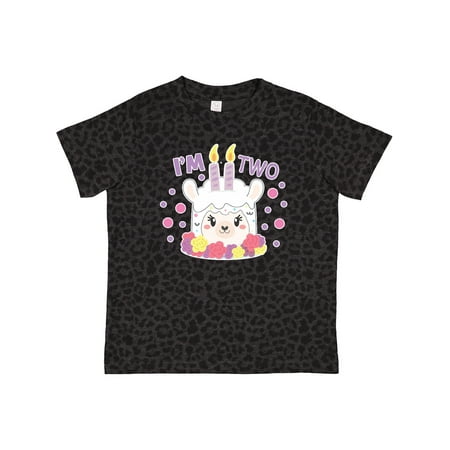 

Inktastic I m Two with Flowers and Cute Llama Cake Gift Toddler Toddler Girl T-Shirt