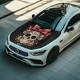 thumbnail image 3 of Uorisanigo Hood Cover - Polyester Elastic Fabric Bow Sugar Skull Car Hood Cover for Car Decor, Universal Auto Accessories Fits Most Cars, Pickups, SUV's Hoods, 3 of 7