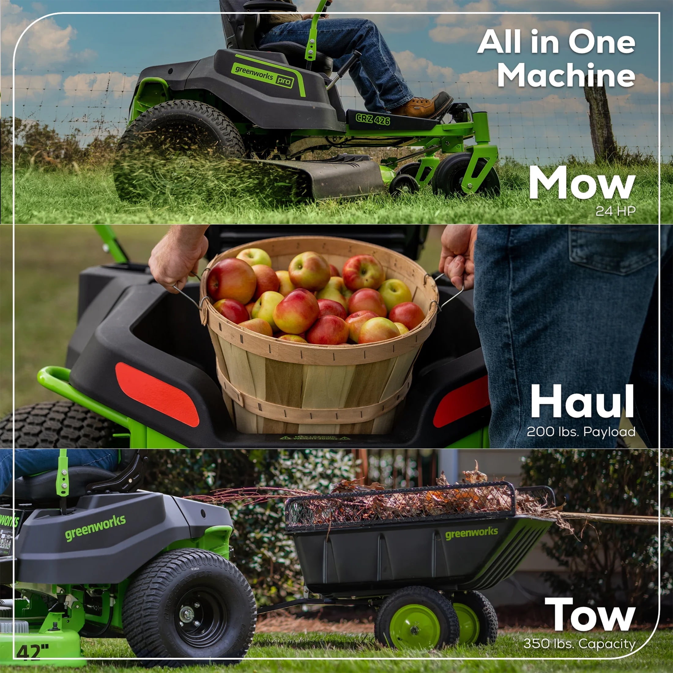 Greenworks 60V 42” Cordless Battery Crossover-Z Zero Turn Riding Lawn Mower + (6) 8Ah Batteries & (1) Wall Charger 7409302