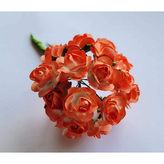 0.75" Mini Mulberry Paper Flower Coral(120 Flowers)