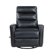 New Classic Furniture Takami Faux Leather Swivel Recliner in Black