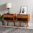 thumbnail image 6 of Mid-Century Caramel Solid Wood Nightstands by Walker Edison, Set of 2, Caramel, 6 of 9