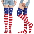 thumbnail image 3 of Women American Flag Thigh High Stockings Star Stripes Design Over Knee Socks, 3 of 10