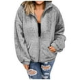 thumbnail image 3 of adviicd Jackets For Women Full Zip Jacket Women Plus Size Hooded Sweatshirt Coat Winter Warm Zipper Pockets Flexion Jacket Winter Coats, 3 of 5