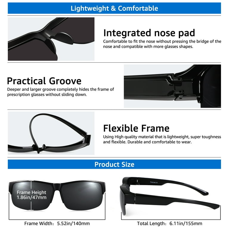 TINHAO Fit Over Glasses Sunglasses for Men Driving Fishing