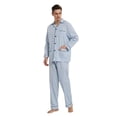 thumbnail image 5 of Amaxer Men's Cotton Notch Collar Pajama Set, Long Sleeve & Long Pants, Lightweight Breathable Loungewear, S-3XL, 5 of 6
