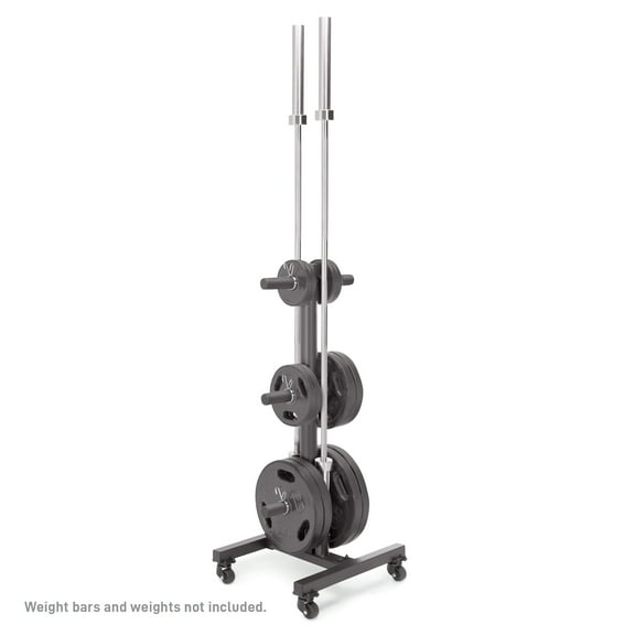 Marcy 6-Peg Olympic Weight Plate Tree and Vertical Bar Holder w/ Wheels PT-5856