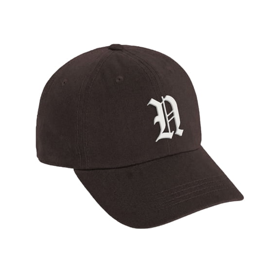 Daxton Low Profile Adjustable Baseball Dad Hat Cap Old English Font Alphabet A to Z, Brown Hat White N