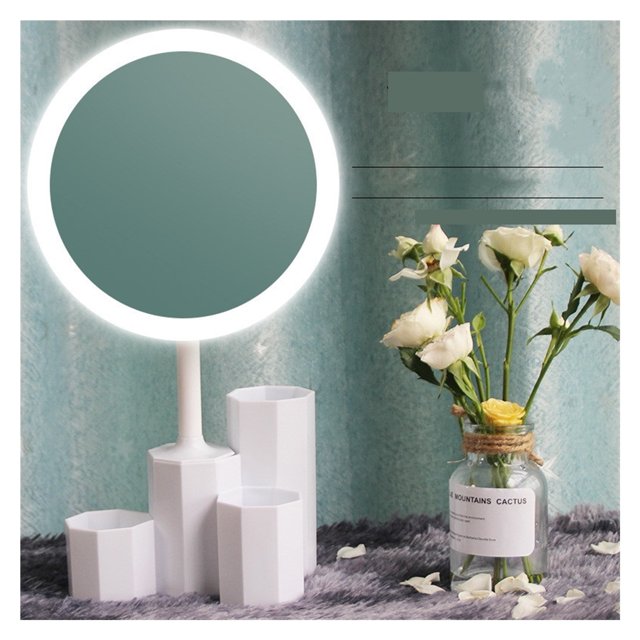 LED Makeup Mirror Desktop Lamp USB Charging Light Touch Dimme Cosmetic Mirror With Storage Makeup Natural Light Vanity Mirrors ,Widely Use