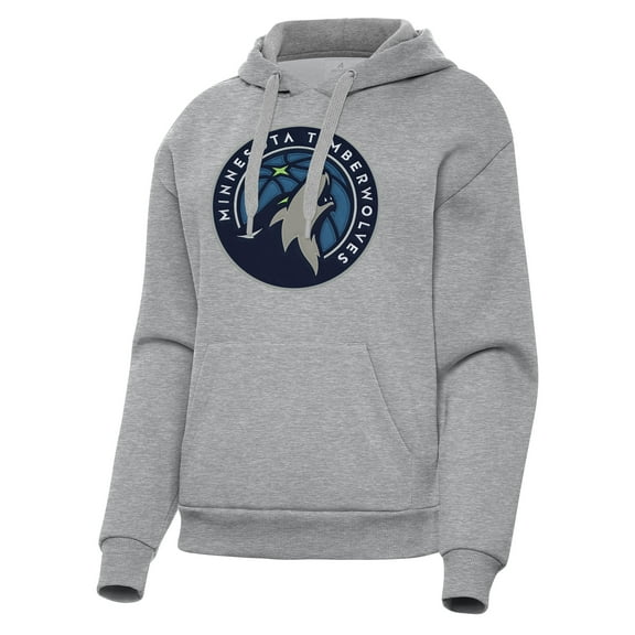 Women's Antigua Heather Gray Minnesota Timberwolves Victory Pullover Hoodie
