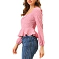 thumbnail image 4 of MODA NOVA Junior's Sweetheart Neck Ruffle Hem Heart Pattern Tops Pink 2XL, 4 of 5