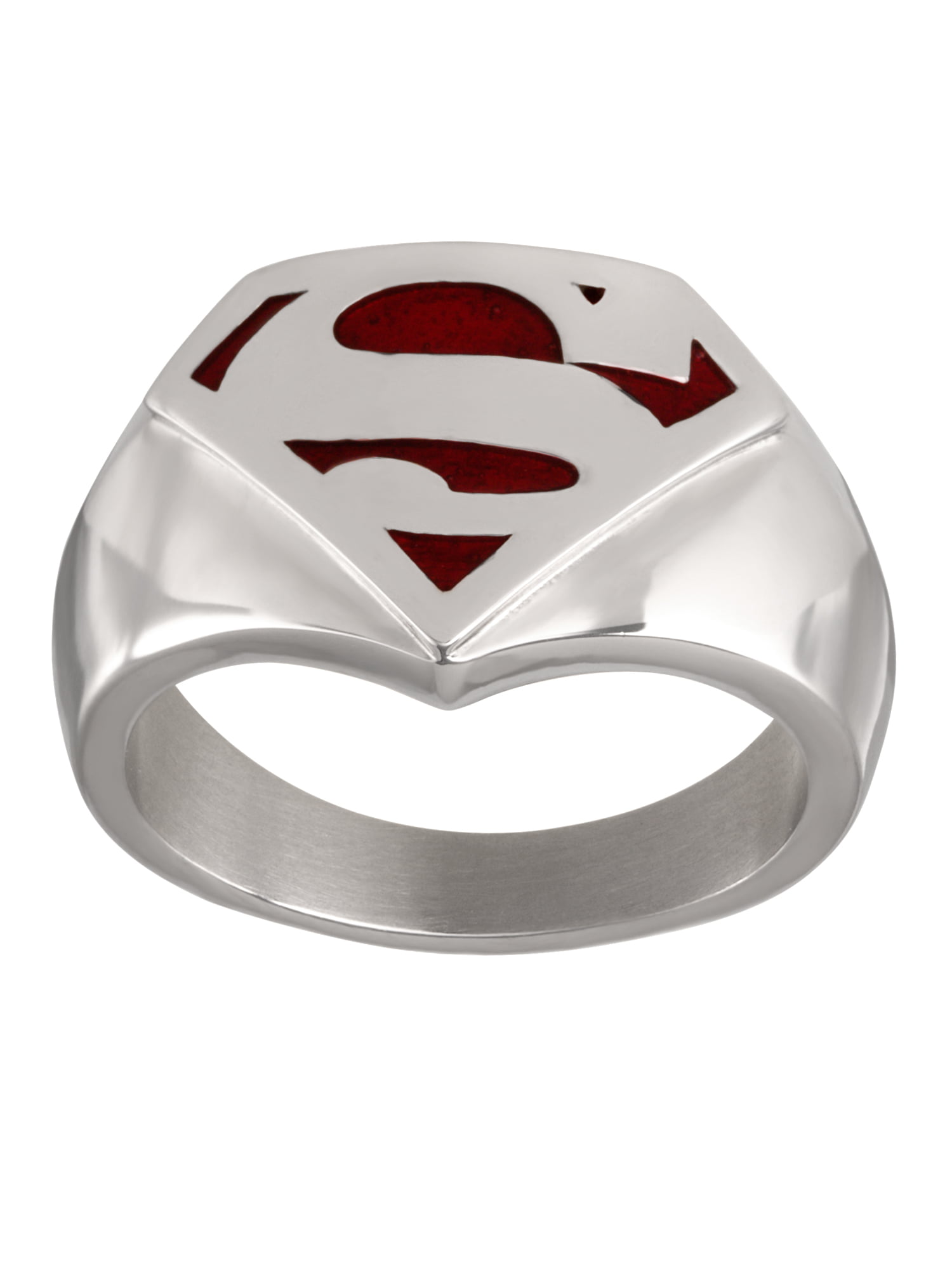 8mm Black Ring Titanium Stainless Steel Superman Logo Symbol Men Black Ring Band 