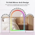 thumbnail image 5 of Hironpal Vanity Desk with Arched Tri-folding Mirror and Lights, Makeup Dressing Table with Adjustable Brightness and Storage Space for Women Girls Gift, 5 of 7