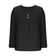 thumbnail image 3 of vdgthytj Women's Long Sleeve Tunic Tops V Neck Button Fall Shirts Casual Solid Color Going out Dressy Blouses, 3 of 6