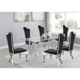 thumbnail image 2 of Rectangular Clear Glass 7pc Dining Set with Silver Stainless Steel Base, 2 of 4