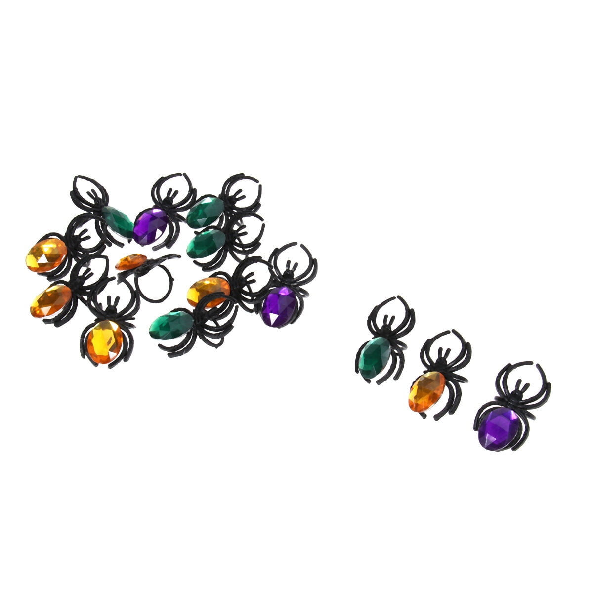 Hemoton 25pcs Assorted Color Halloween Toys Finger Ring Funny Spider