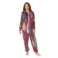 thumbnail image 5 of 1 Piece Adult Onesie Pajamas Cozy & Loose-Fit Sleepsuit Loungewear with Pockets Stylized Christmas Trees X-Small, 5 of 7